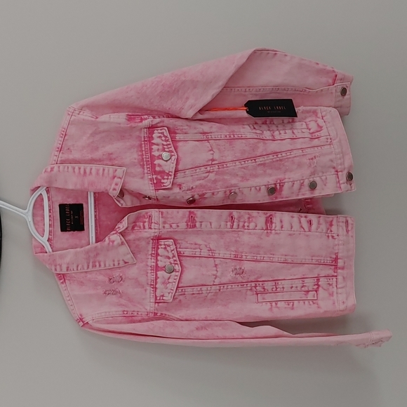 Black label pink jean jacket distressed - Picture 2 of 6